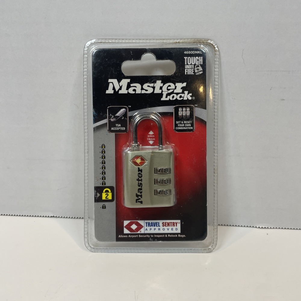 Master Lock Luggage Padlock Unisex OS Nickel 4680DNKL TSA Accepted Combination